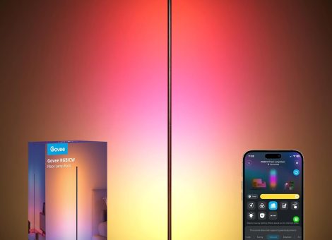 Govee RGBIC Floor Lamp, LED Corner Lamp Works with Alexa, 1000 Lumen Smart Modern Floor Lamp with Music Sync and 16 Million DIY Colors, Color Changing Standing Floor Lamp for Bedroom Living Room Black