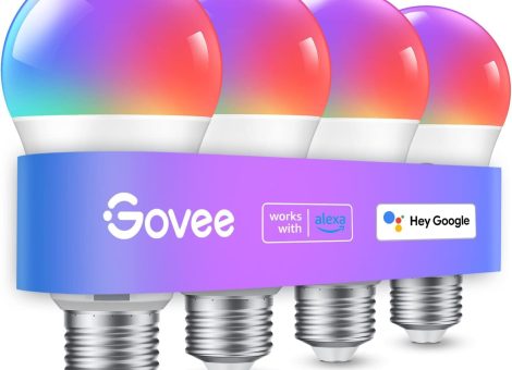 Govee Smart Light Bulbs, Color Changing Light Bulb, Work with Alexa and Google Assistant, 16 Million Colors RGBWW, WiFi & Bluetooth LED Light Bulbs, Music Sync, A19, 800 Lumens, 4 Pack